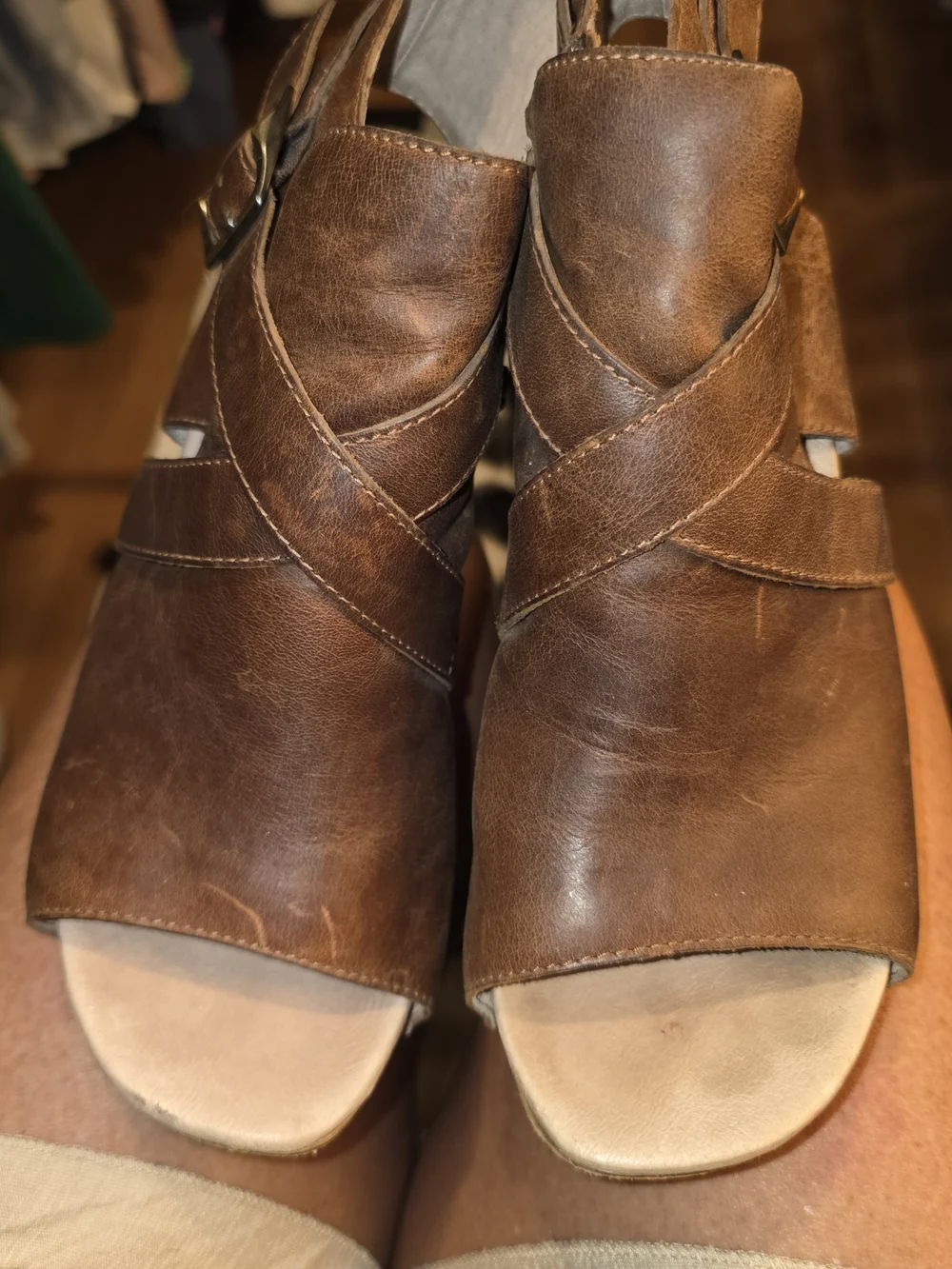 Dansko Brown Leather Open-Toe Block Heel Sandals